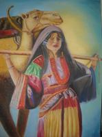 Zpainitngs - Camel And Woman - Oil Painting